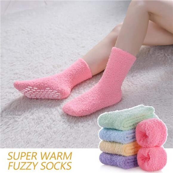 Slipper Socks for Women Cozy Hospital Socks Soft Fluffy with Grips Socks Warm - Picture 5 of 7